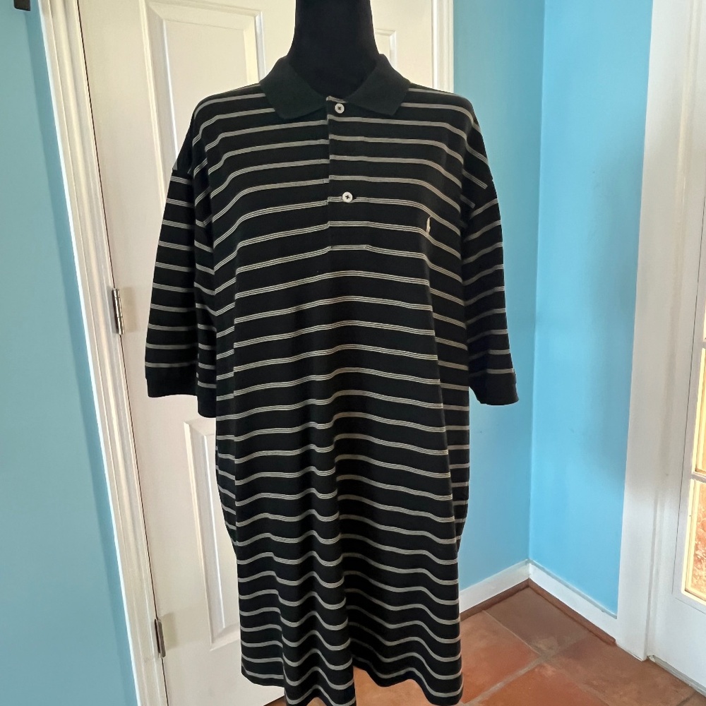 Ralph Lauren Polo Golf Cotton Shirt Black & Beige Small Pony Men's Size XL